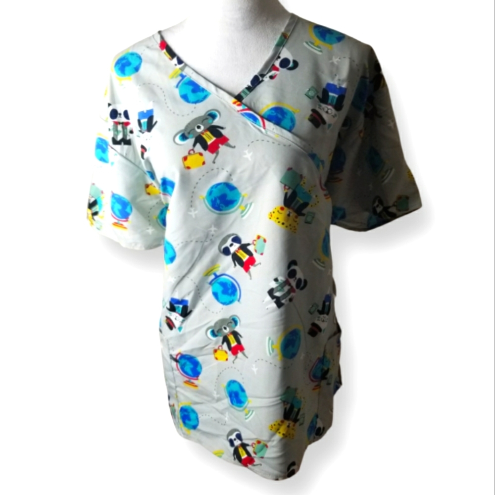 Metro Scrubs Comfortable Lightweight Microfiber Print Scrub Top